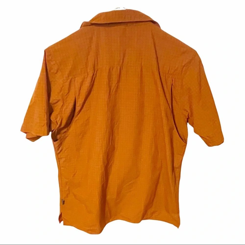 The‎ North Face Mens Small Orange Nylon Short Sleeve Button Front Top